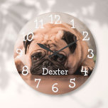 Personalized Pet Photo Name Large Clock<br><div class="desc">A fun design which you can personalize with your pet's name and photo to create a unique gift. Designed by Thisisnotme©</div>