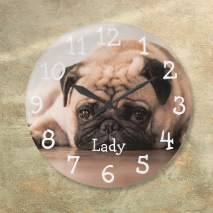 Personalized Pet Photo Name Large Clock