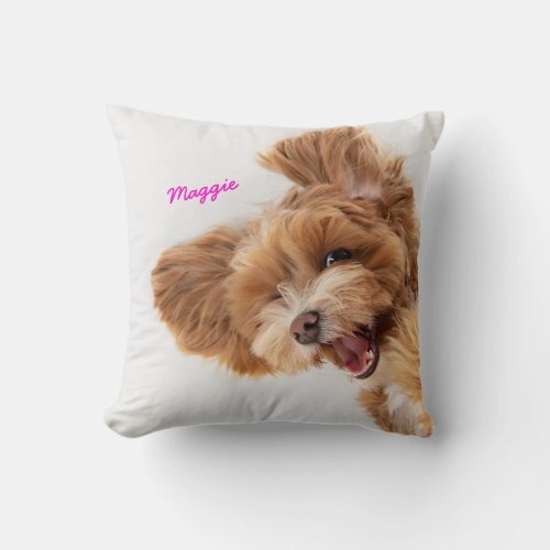 Personalized Pet Photo  Name Throw Pillow