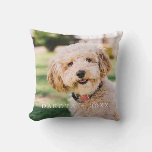 Personalized Pet Photo Name with Plaid Throw Pillow