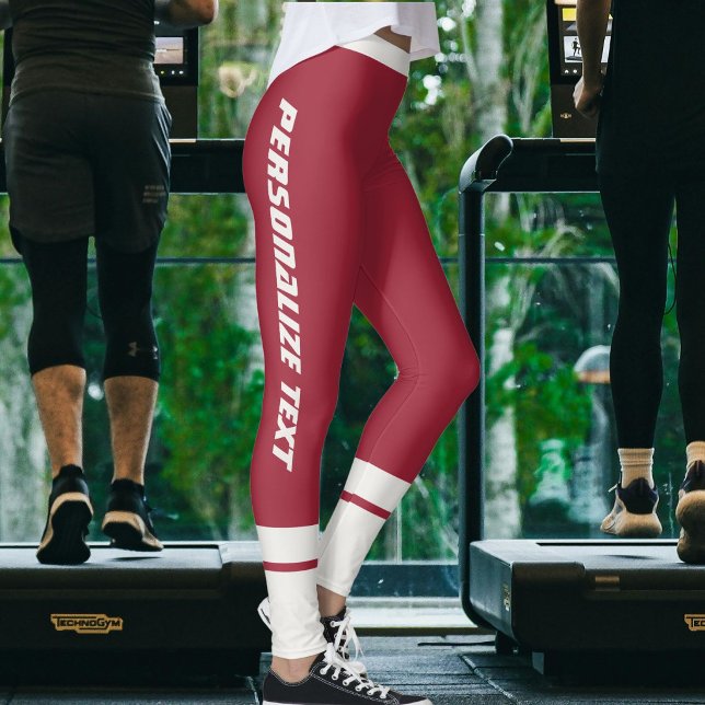 Personalized Pet Photo Neutral Dark Maroon Stripes Leggings (Creator Uploaded)