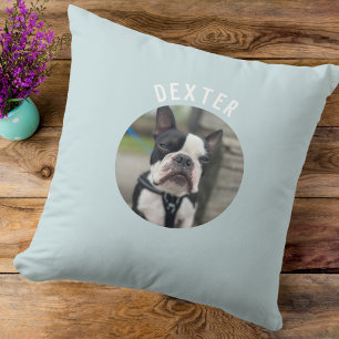 Personalized Pet Photo Pale Blue Custom Pillow