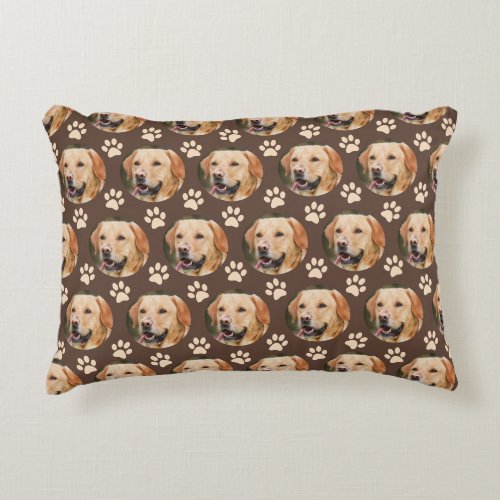 Personalized Pet Photo Pattern Dog Brown Accent Pillow