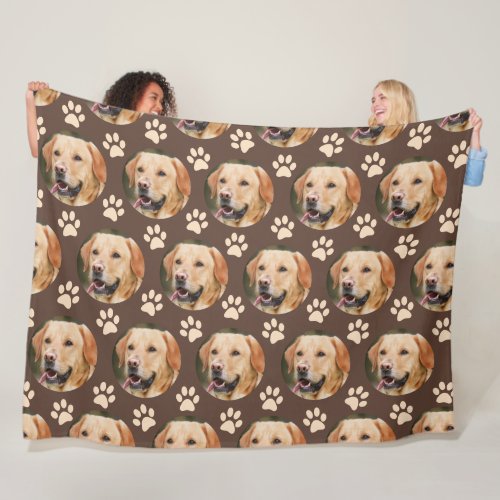 Personalized Pet Photo Pattern Dog Brown Fleece Blanket