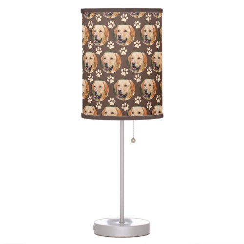 Personalized Pet Photo Pattern Dog Brown Table Lamp