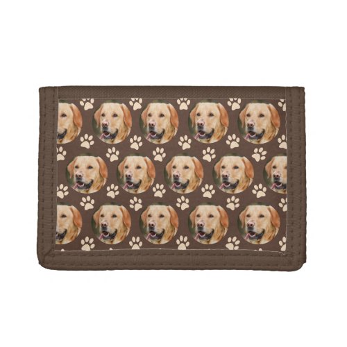 Personalized Pet Photo Pattern Dog Brown Trifold Wallet