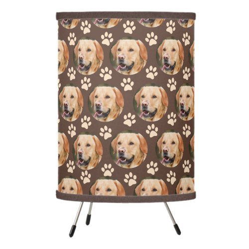 Personalized Pet Photo Pattern Dog Brown Tripod Lamp
