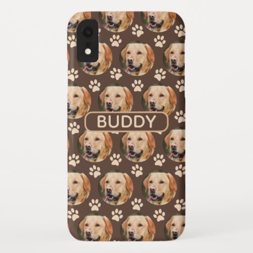 Personalized Pet Photo Pattern Dog Name iPhone XR Case
