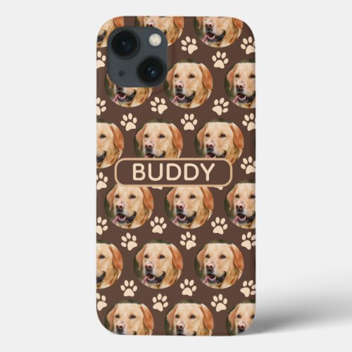 Personalized Pet Photo Pattern Dog Name iPhone 13 Case