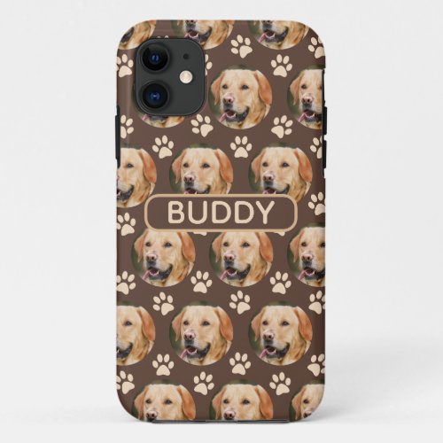 Personalized Pet Photo Pattern Dog Name iPhone 11 Case