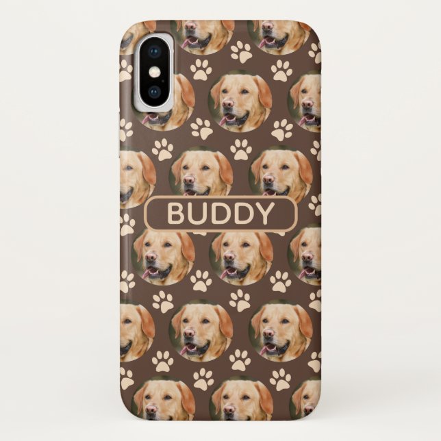 Personalized Pet Photo Pattern Dog Name Case-Mate iPhone Case (Back)