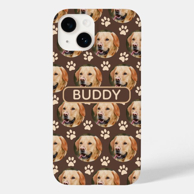 Personalized Pet Photo Pattern Dog Name Case-Mate iPhone Case (Back)