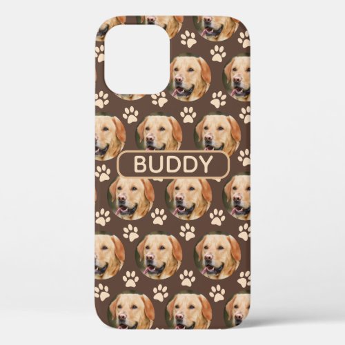 Personalized Pet Photo Pattern Dog Name iPhone 12 Case