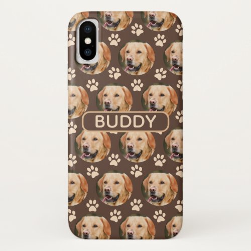 Personalized Pet Photo Pattern Dog Name iPhone XS Case