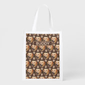 Personalized Pet Photo Pattern Dog Name Grocery Bag (Back)
