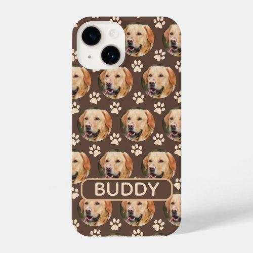 Personalized Pet Photo Pattern Dog Name iPhone 14 Case