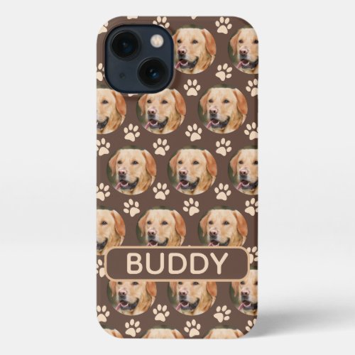 Personalized Pet Photo Pattern Dog Name iPhone 13 Case