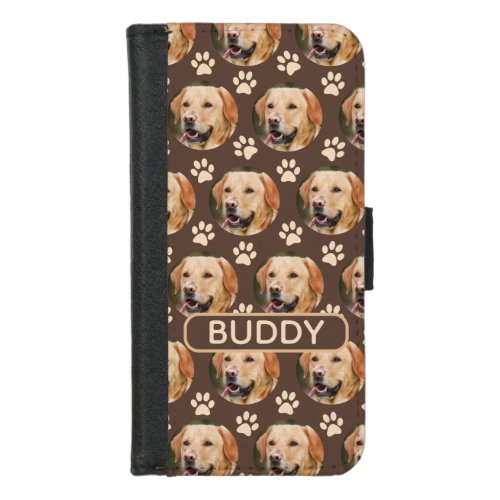 Personalized Pet Photo Pattern Dog Name iPhone 87 Wallet Case