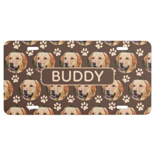 Personalized Pet Photo Pattern Dog Name License Plate