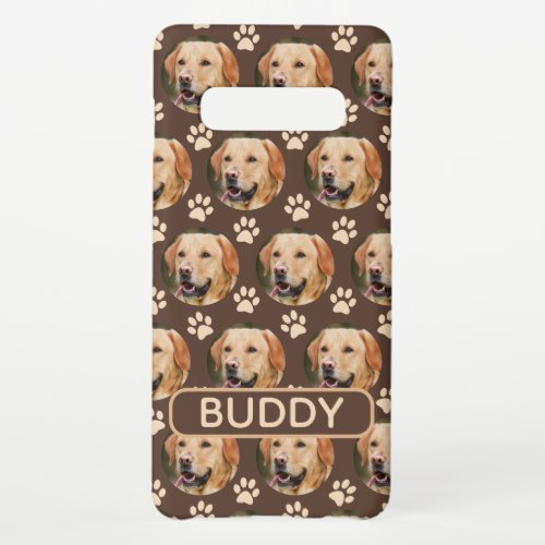 Personalized Pet Photo Pattern Dog Name Samsung Galaxy S10 Case