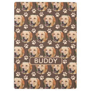 Personalized Pet Photo Pattern Dog Name Spiral Clipboard