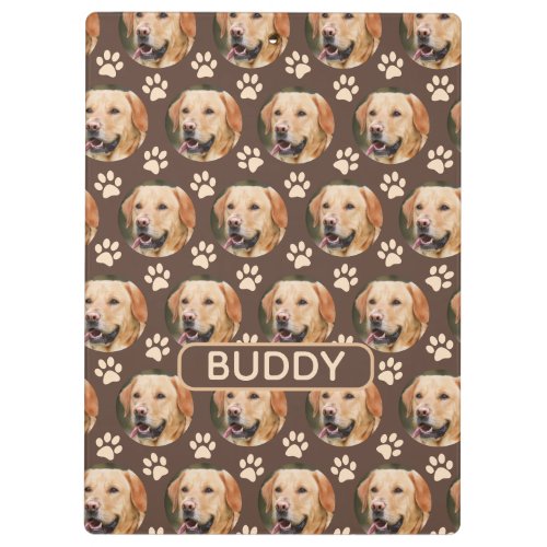 Personalized Pet Photo Pattern Dog Name Spiral Clipboard