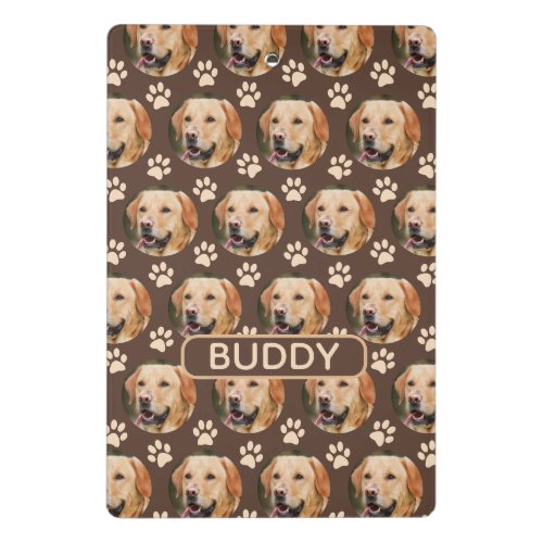 Personalized Pet Photo Pattern Dog Name Spiral Mini Clipboard