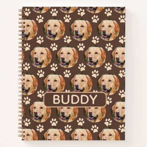 Personalized Pet Photo Pattern Dog Name Spiral Notebook