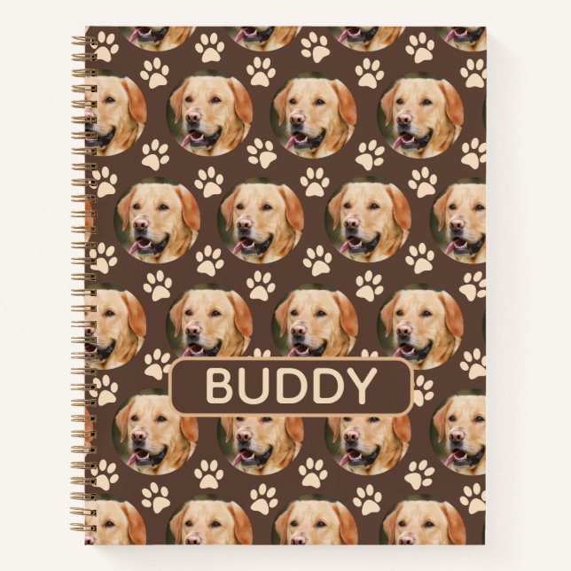 Personalized Pet Photo Pattern Dog Name Spiral Notebook (Front)