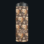 Personalized Pet Photo Pattern Dog Name Thermal Tumbler<br><div class="desc">Customizable with your dog or cat photo image with your dog or cat's name, designed with paw prints. Trendy and modern design. Personalized gift of your dog. The photo template is of a light brown/golden retriever. Great for pet lovers, dog owners, cat lovers, animal or any pet animal with paws....</div>