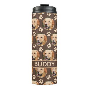 Personalized Pet Photo Pattern Dog Name Thermal Tumbler