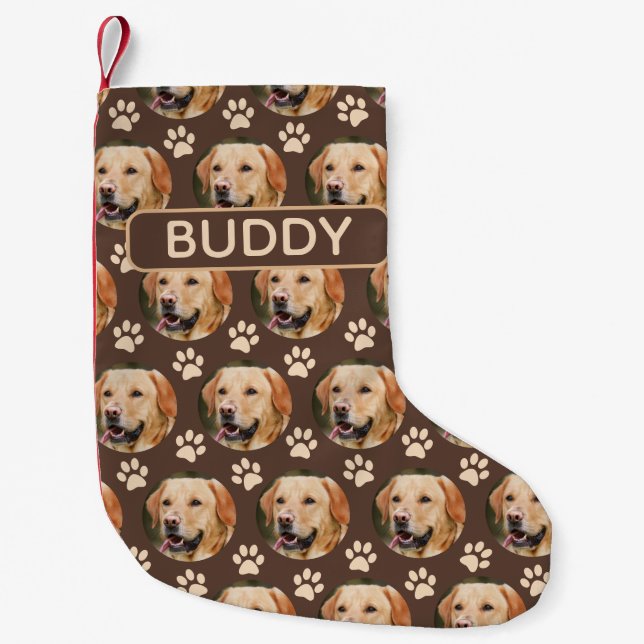 Personalized Pet Photo Pattern Dog Small Christmas Stocking (Front)