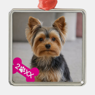 Personalized Pet Photo Paw Print Metal Ornament