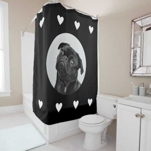 Personalized Pet Photo Pug Dog Shower Curtain