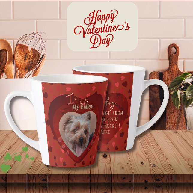 Personalized Pet Photo Red Keepsake Latte Mug (Personalized Pet Photo Red Keepsake Latte Mug)