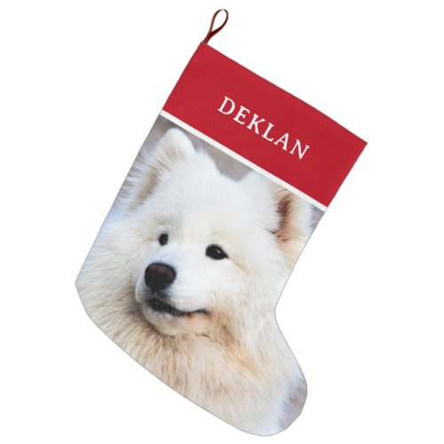 Personalized Pet Photo Red Large Christmas Stocking