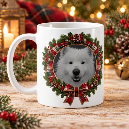 Personalized Pet Photo Rustic Tartan Christmas Mug