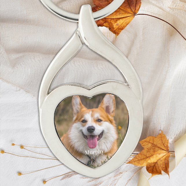 Personalized Pet Photo Simple Dog Lover Heart Keychain (Creator Uploaded)