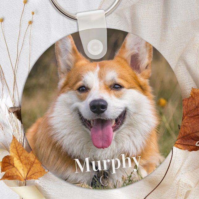 Personalized Pet Photo Simple Dog Lover Keychain (Creator Uploaded)