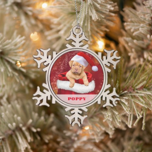 Personalized Pet Photo Snowflake Framed Ornament