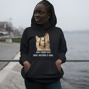 Personalized Pet Photo Text Black White Cat Mom Hoodie