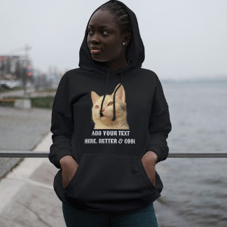 Personalized Pet Photo Text Black White Cat Mom Hoodie