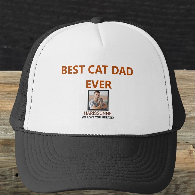Personalized Pet Photo Text Modern Gift For Dad Trucker Hat (Creator Uploaded)