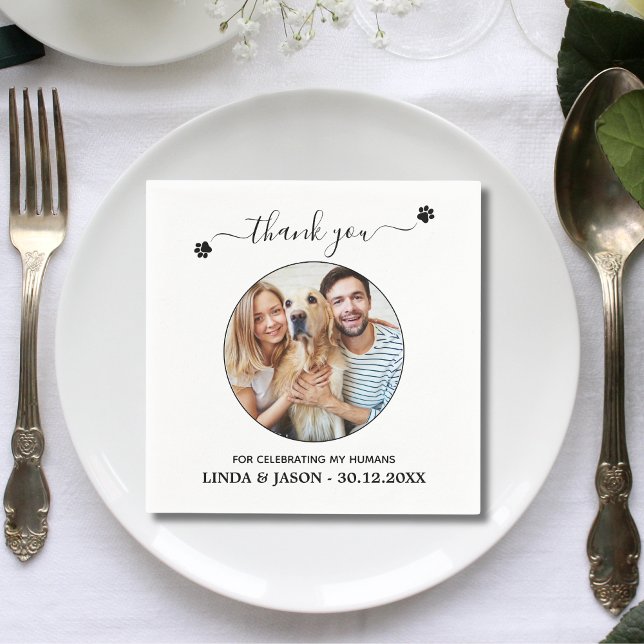 Personalized Pet Photo Thank You Dog Pet Wedding Napkins (Creator Uploaded)
