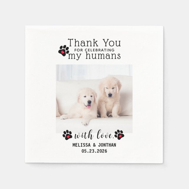 Personalized Pet Photo Thank You Dog Wedding Napkins (Front)