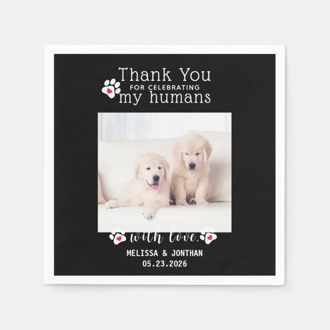 Personalized Pet Photo Thank You Dog Wedding Napkins (Front)