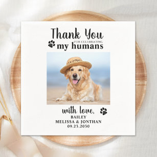 Personalized Pet Photo Thank You Dog Wedding Napkins