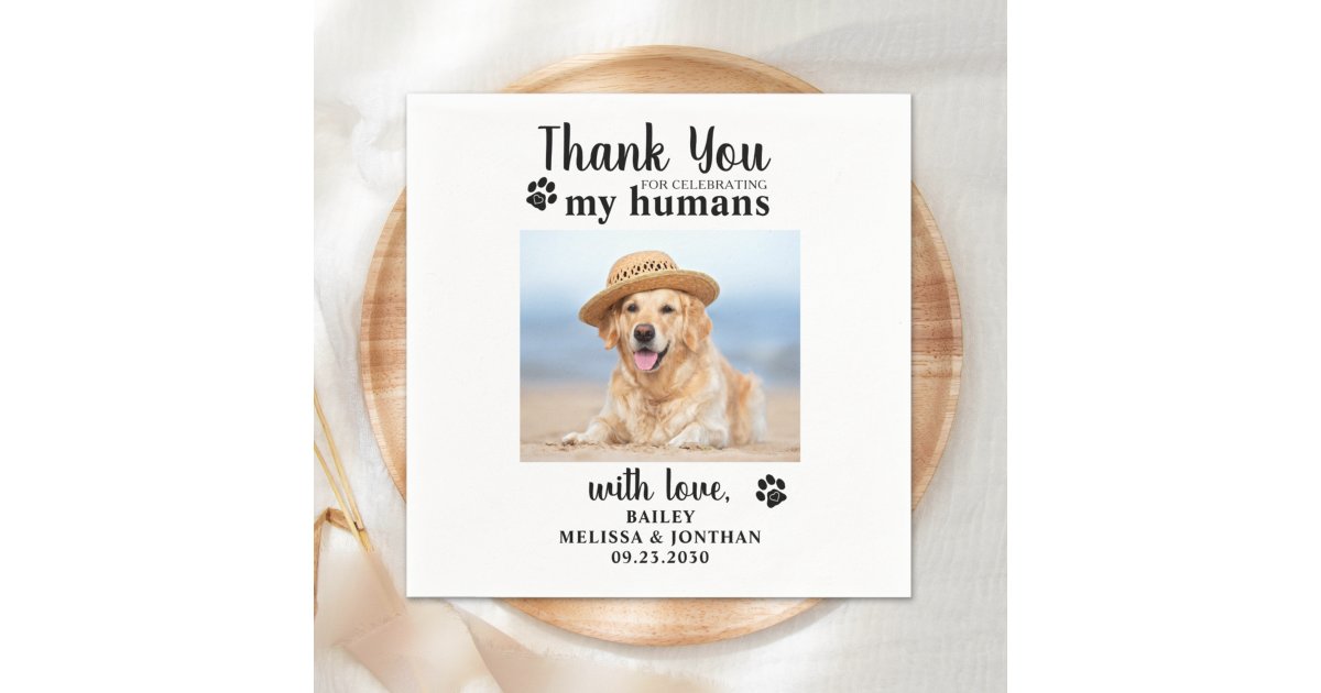 Personalized Pet Photo Thank You Dog Wedding Napkins | Zazzle