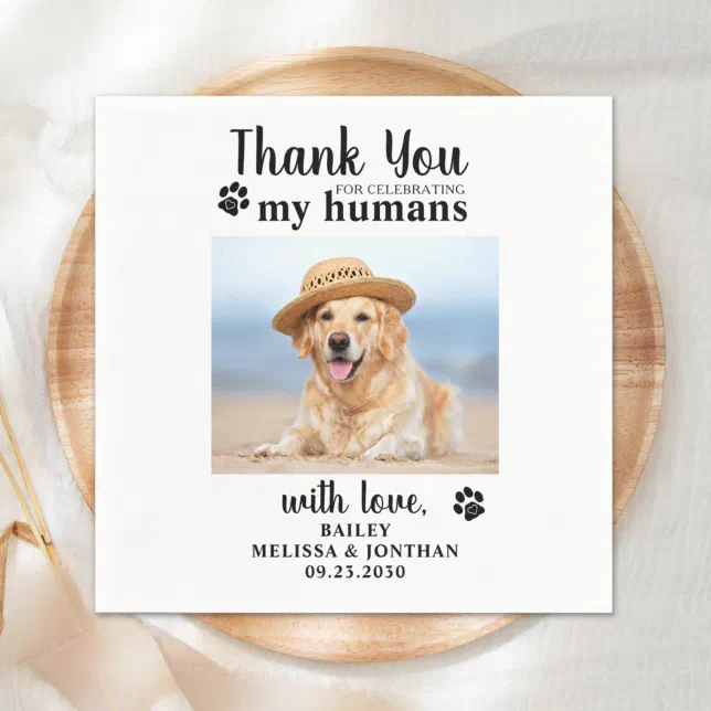 Personalized Pet Photo Thank You Dog Wedding Napkins | Zazzle