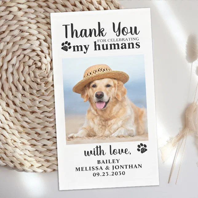 Personalized Pet Photo Thank You Dog Wedding Paper Guest Towels | Zazzle